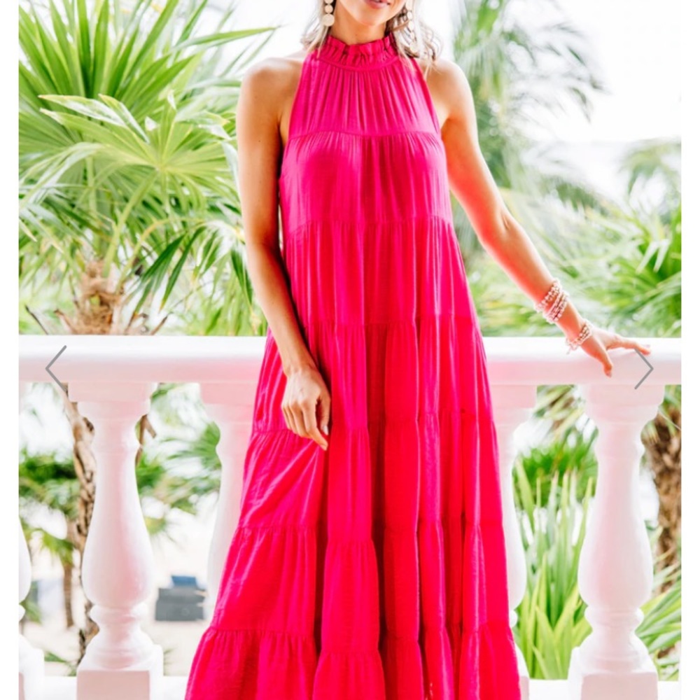 Fuchsia halter midi dress! Beautiful color and soft fabric .